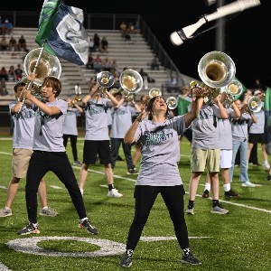 Marching band performing at half-time show