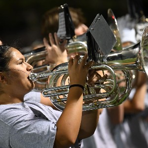 Horn player playing