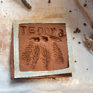 Finished tile imprint completed by a School in the Woods Student.