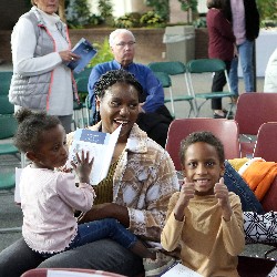 MSgt. Anthony Rush's nephew gives a thumbs up to the camera