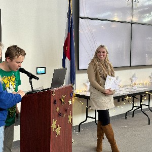 A D20 staff member is honored for her service to students