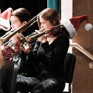 Trombone with Santa hat