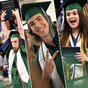 Collage of three graduates