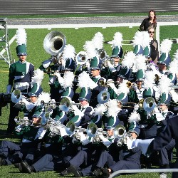 Brass players performing at the Harrison Marching Band Festival