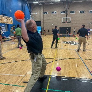 Colorado Springs police officer throws a dodgeball