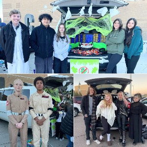 Collage of photos of students dressed in Ghostbusters theme