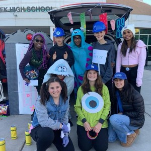 Students dressed like characters from Monsters, Inc.