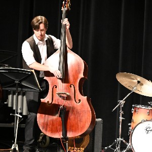 Student playing upright bass