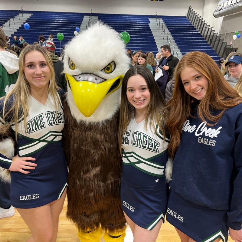 Cheerleaders with the Pine Creek Eagle