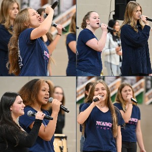 Collage of students singing