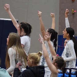 Players cheering after their teammate made a shot