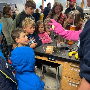 Students seeing science in actions with a banana
