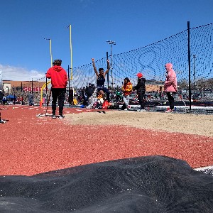 Athlete competes in the longjump