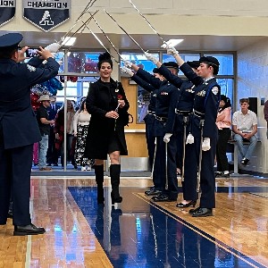 AFJROTC honored each veteran in attendance with a saber salute as they entered the gym.