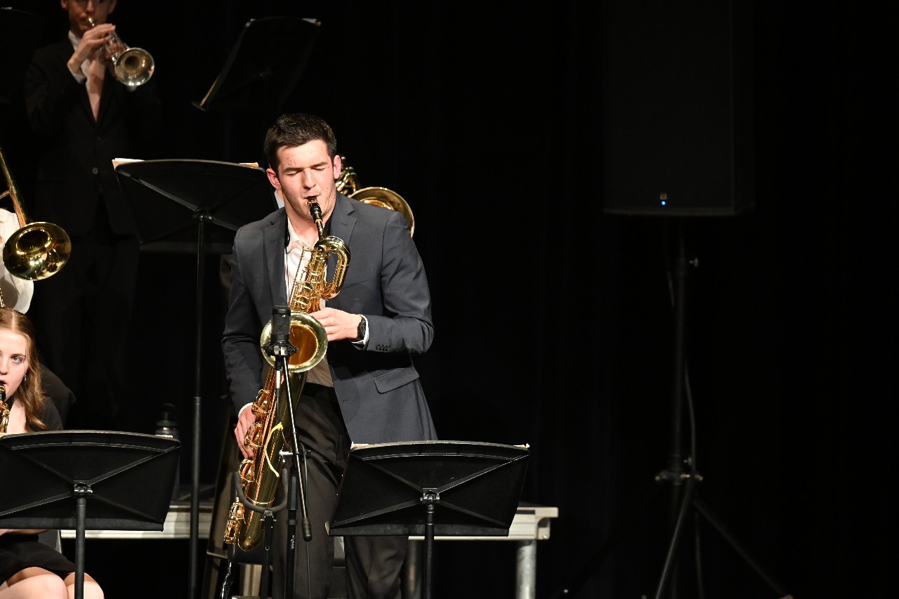 Student playing barisaxophone solo