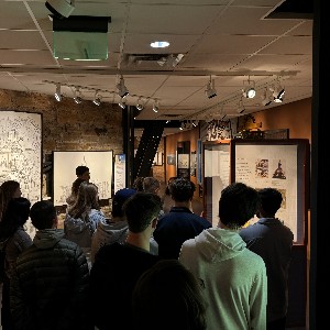 Students exploring the exhibits that talk about the Colorado State Capitol