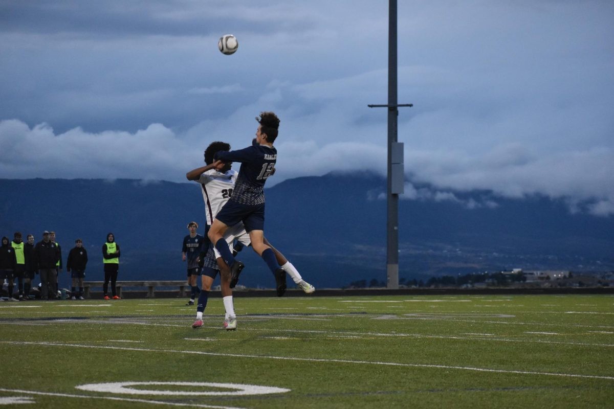 Soccer player hits header