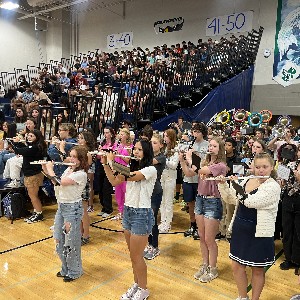 Band performing at the Back to School Assembly in the Pine Creek Gym