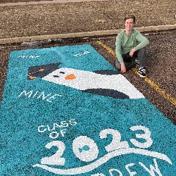 Parking spot painted like seagull from Finding Nemo