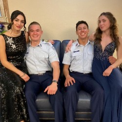 Arya Kumar, Wyatt Bauguess, Chase Lainez and Sofia Haack pose for a group shot.