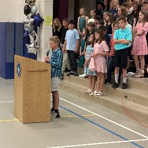 5th grade continuation - Ayden from Mrs. Lynch's class reading his essay.