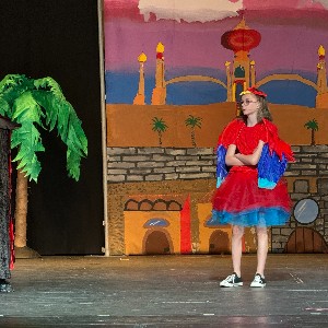 Jafar and Iago perform for Aladdin