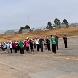 Students practicing for the parade of lights 