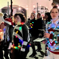 Band marching at the parade of lights 