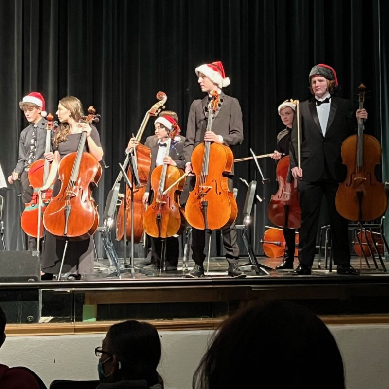 Musicians standing after having finished a piece.