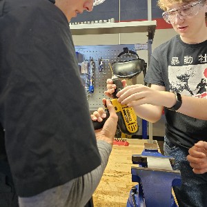 Students are learning to tap threads and power tool safety in Automotive 1 class.
