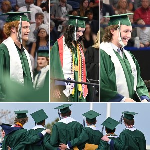 Collage of students after having accepted their diplomas