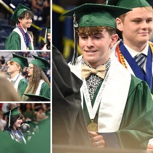 Collage of students accepting their diplomas