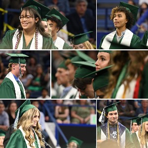 Collage of students at graduation ceremony