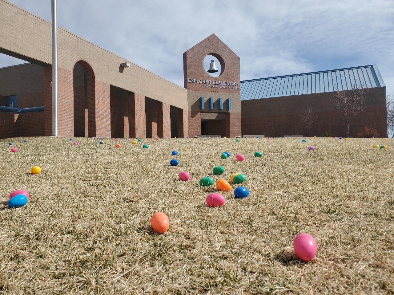 front of school w eggs