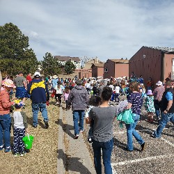 students at the spring egg hunt