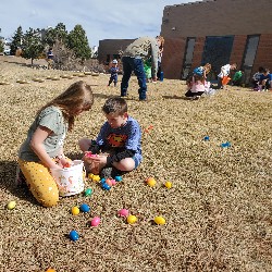 students at the spring egg hunt