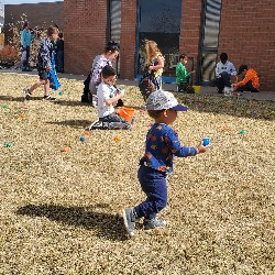 students at the spring egg hunt