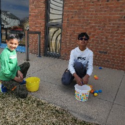 students at the spring egg hunt