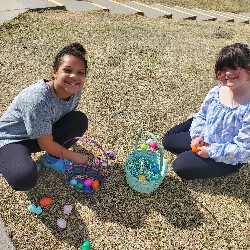 students at the spring egg hunt