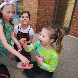 students at the spring egg hunt