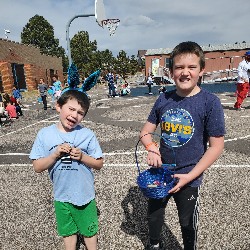 students at the spring egg hunt