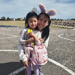 students at the spring egg hunt