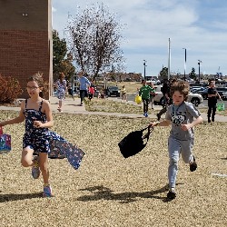 students at the spring egg hunt