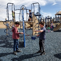 students at the spring egg hunt