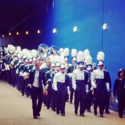 PCHS marching band members about to enter the field.