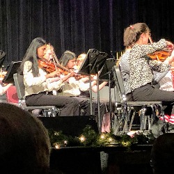 PCHS Orchestra students practicing.