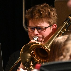 Trombone player up-close