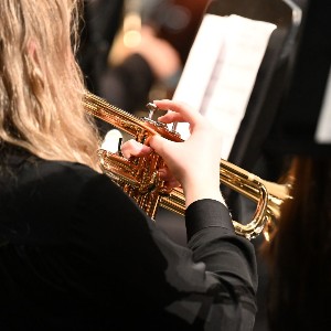 Up-close shot of trumpet