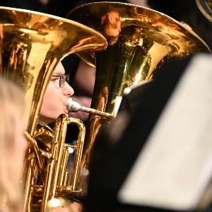 Student playing baritone