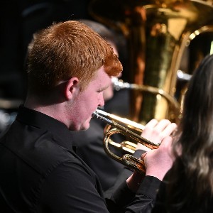 Student playing trumpet